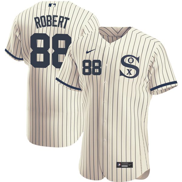 Men Chicago White Sox 88 Robert Cream stripe Dream version Elite Nike 2021 MLB Jerseys